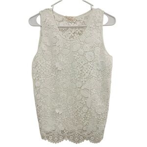 SOLITAIRE TANK TOP SIZE -S WHITE FLORAL SLEEVELESS